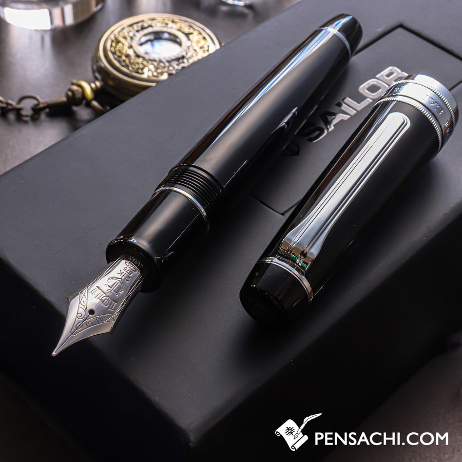 SAILOR King of Pens Pro Gear Fountain Pen - Black Silver - PenSachi Japanese Limited Fountain Pen