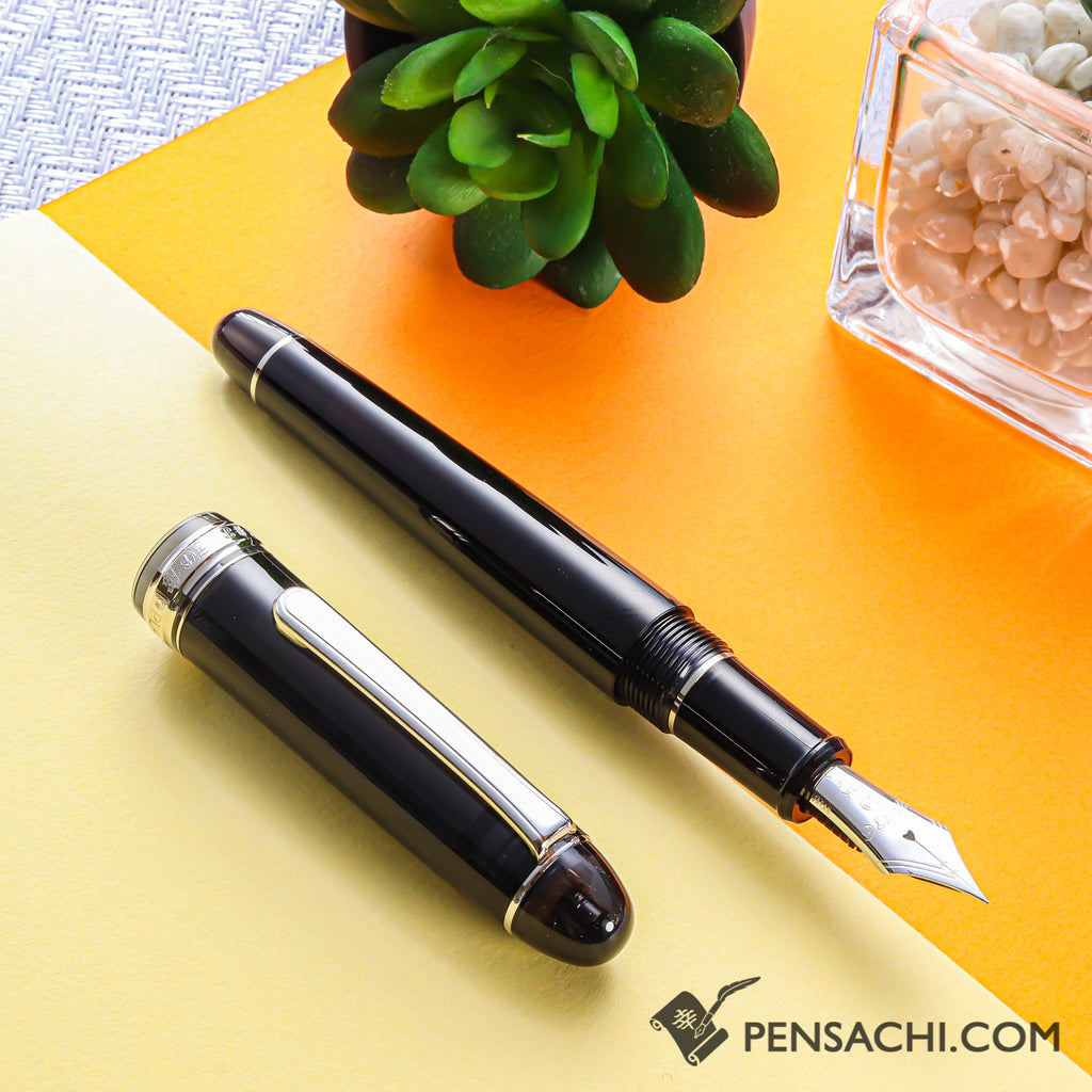 PLATINUM #3776 Century Rhodium Fountain Pen - Black Diamond - PenSachi Japanese Limited Fountain Pen