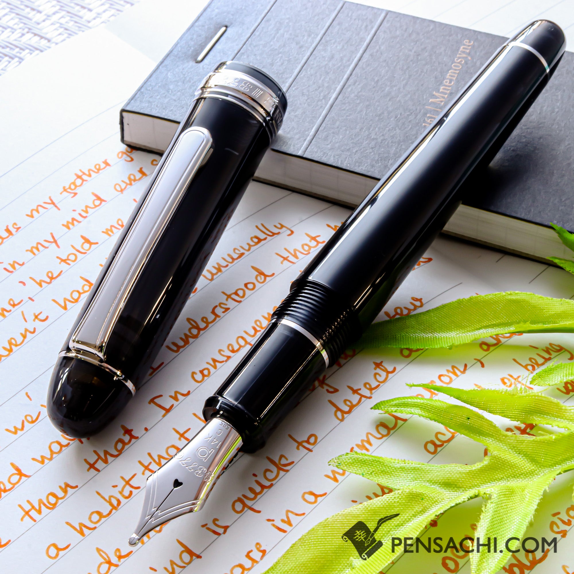 PLATINUM #3776 Century Rhodium Fountain Pen Black Diamond