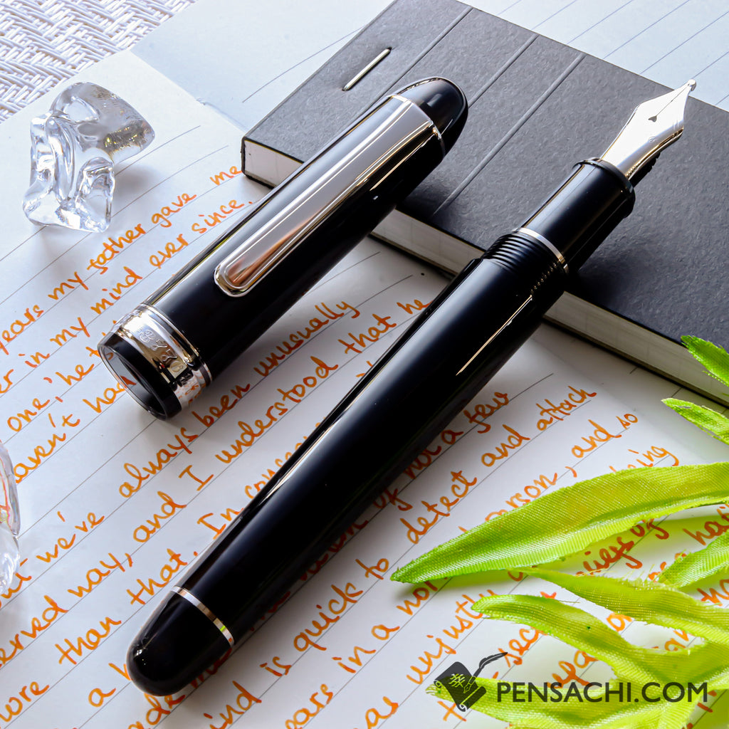 PLATINUM #3776 Century Rhodium Fountain Pen - Black Diamond - PenSachi Japanese Limited Fountain Pen