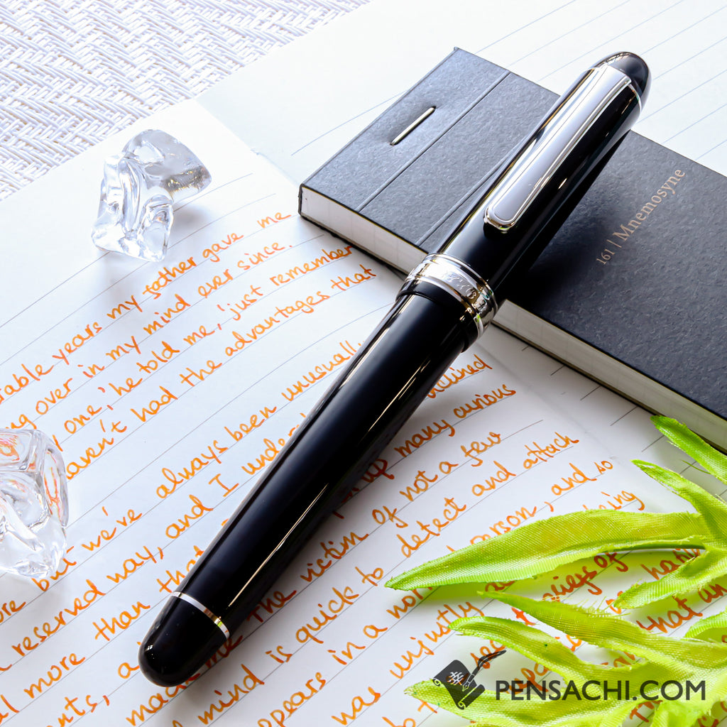 PLATINUM #3776 Century Rhodium Fountain Pen - Black Diamond - PenSachi Japanese Limited Fountain Pen