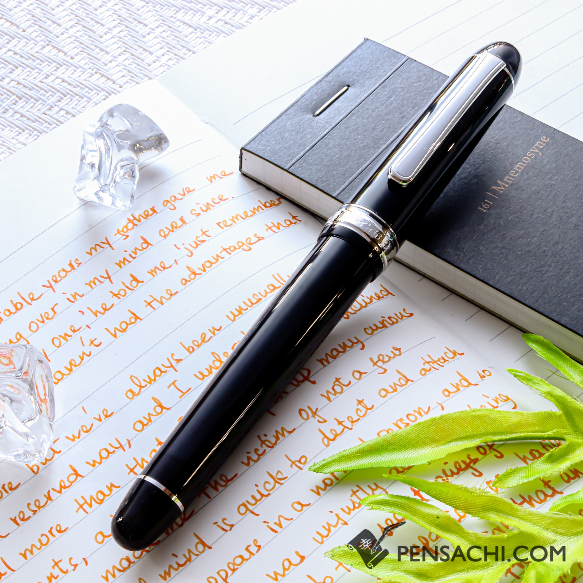 PLATINUM #3776 Century Rhodium Fountain Pen - Black Diamond