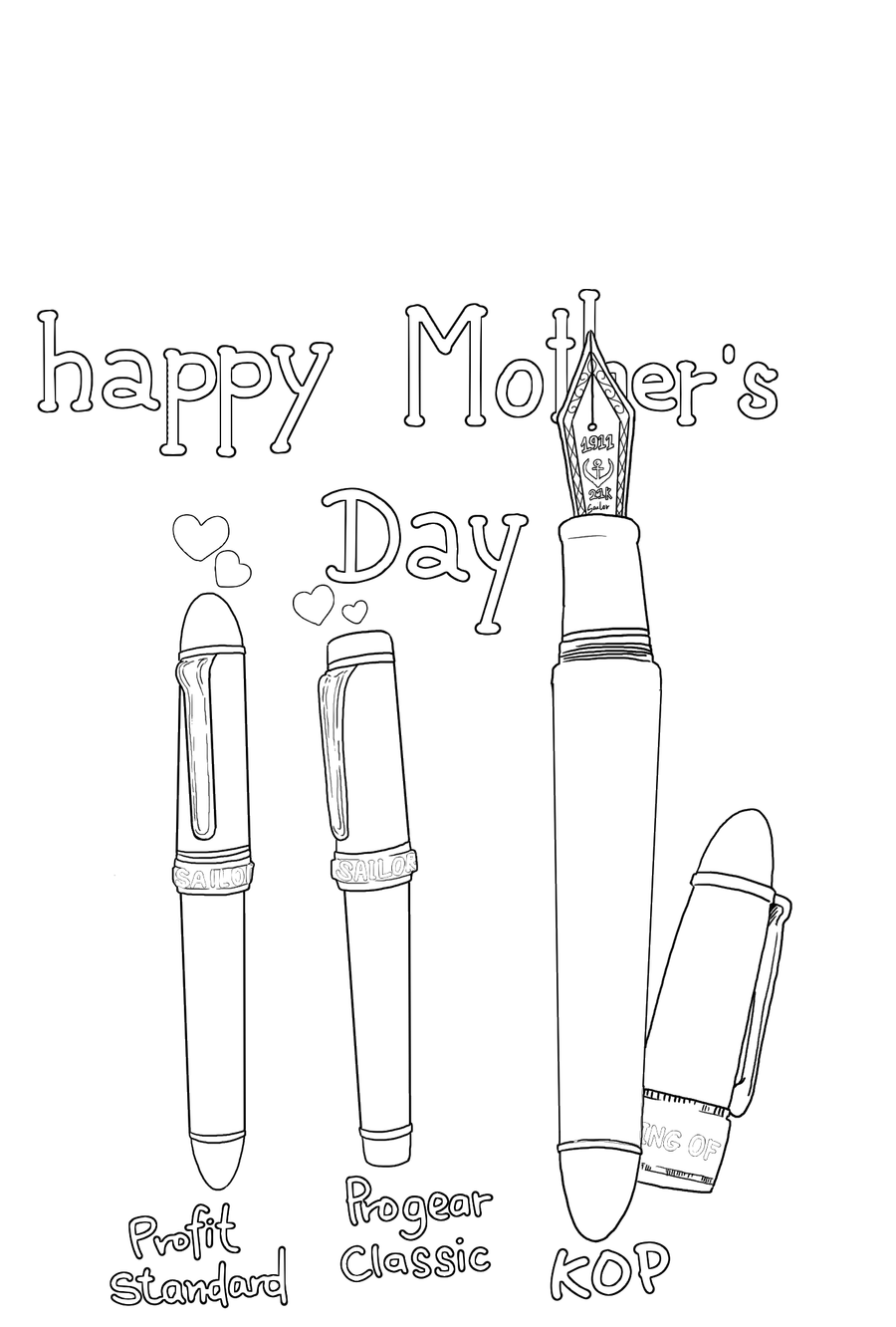 Pensachi Post Card - Mother's Day 3 No Postal Code - PenSachi Japanese Limited Fountain Pen
