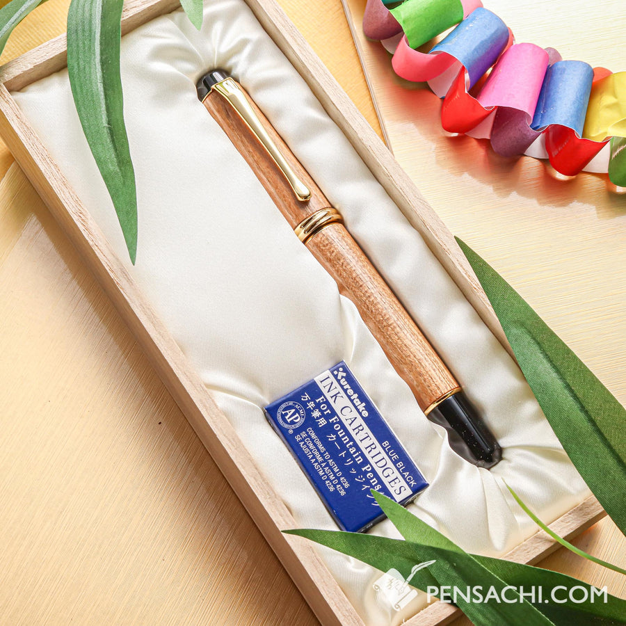 KURETAKE Yumeginga Dream Galaxy Fountain Pen - Natural Wood Gyokujukai - PenSachi Japanese Limited Fountain Pen