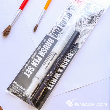 KURETAKE ZIG BLACK & WHITE Ultra-fine Brush pen Set - PenSachi Japanese Limited Fountain Pen