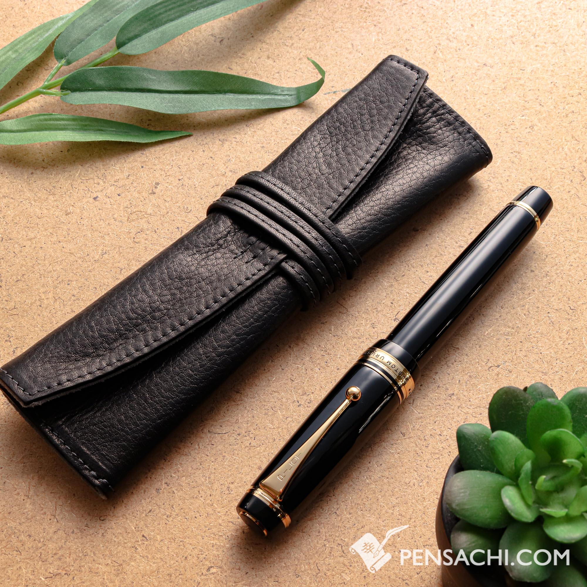 Genuine Leather Fountain Pen Roll Case Cowhide 5 Pen Holder Case