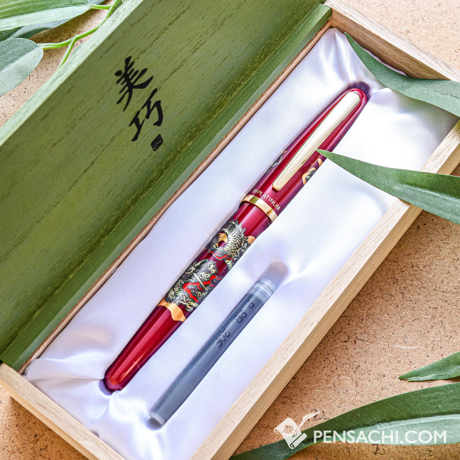 PLATINUM Modern Maki-e Vicoh Soryu Fountain Pen - Shu Red - PenSachi Japanese Limited Fountain Pen