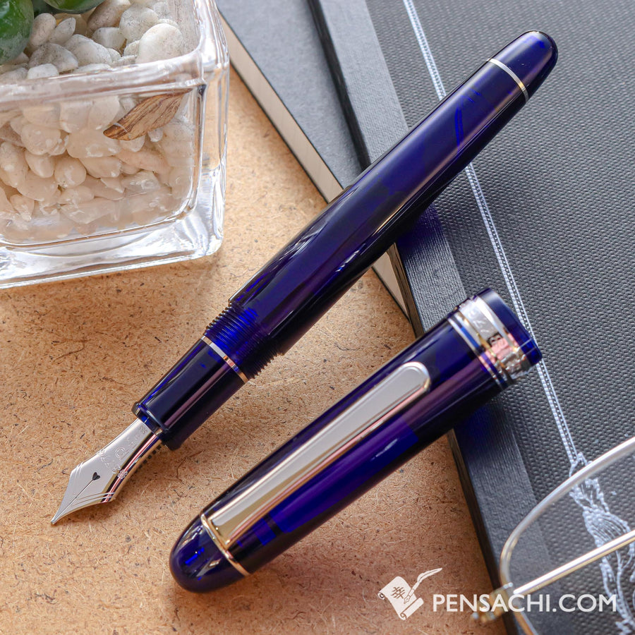 PLATINUM #3776 Century Rhodium Fountain Pen - Chartres Blue - PenSachi Japanese Limited Fountain Pen