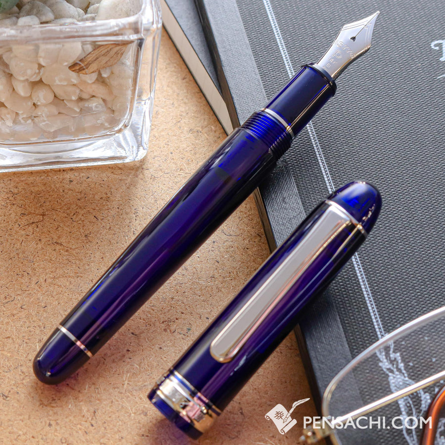 PLATINUM #3776 Century Rhodium Fountain Pen - Chartres Blue - PenSachi Japanese Limited Fountain Pen