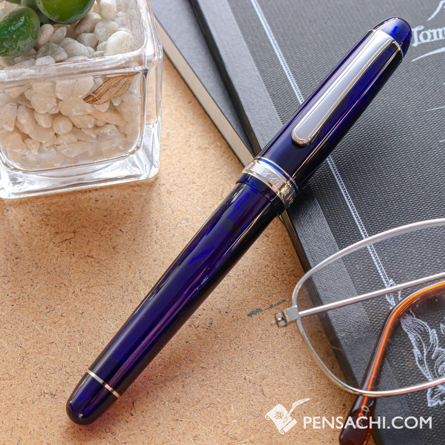 PLATINUM #3776 Century Rhodium Fountain Pen - Chartres Blue - PenSachi Japanese Limited Fountain Pen