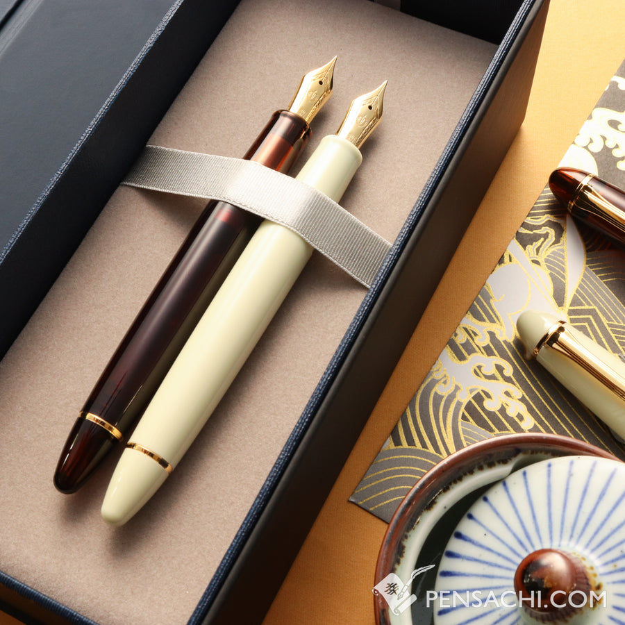 SAILOR Limited Edition 1911 Large (Full size) Set - Walnut Brown and Daisy White - PenSachi Japanese Limited Fountain Pen