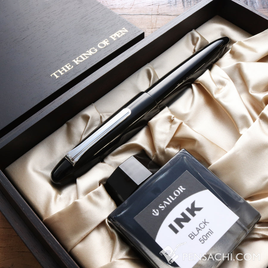 SAILOR King of Pens 1911 Ebonite Fountain Pen - Black Silver - PenSachi Japanese Limited Fountain Pen