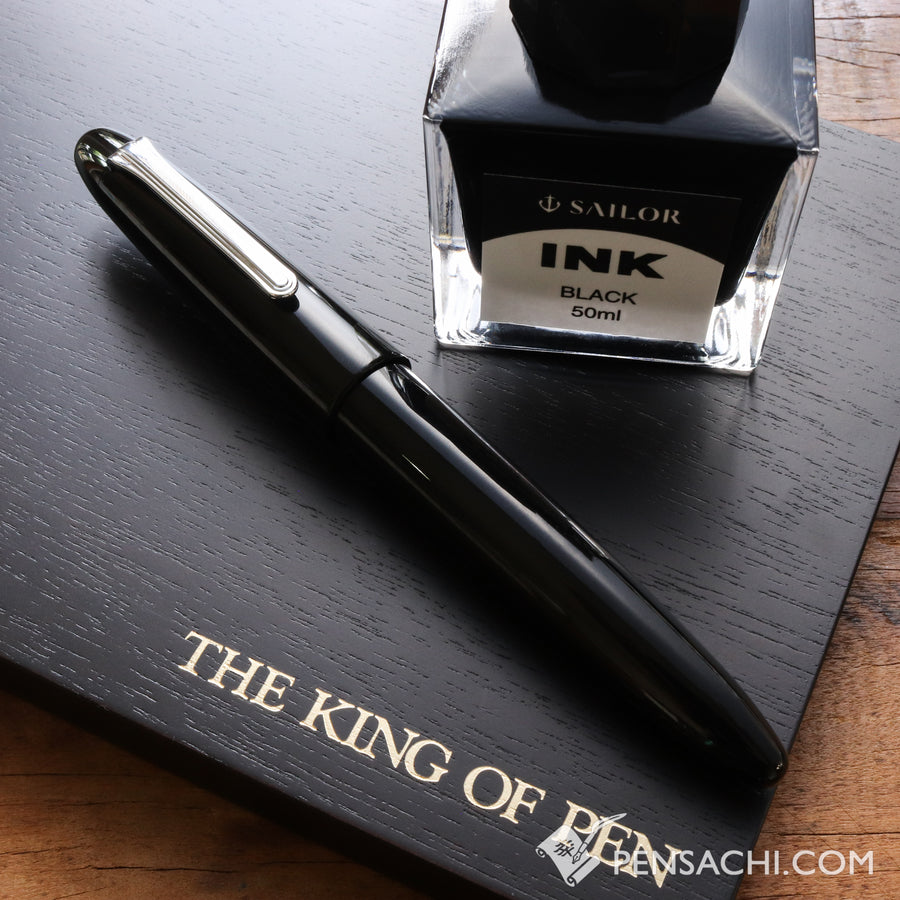 SAILOR King of Pens 1911 Ebonite Fountain Pen - Black Silver - PenSachi Japanese Limited Fountain Pen