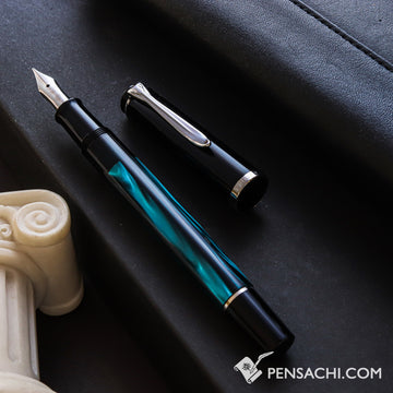 PELIKAN Limited Edition M205 Fountain Pen - Petrol Marbled - PenSachi Japanese Limited Fountain Pen