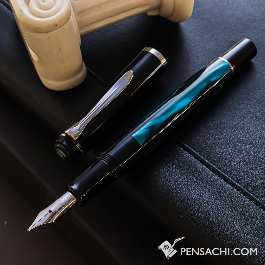 PELIKAN Limited Edition M205 Fountain Pen - Petrol Marbled - PenSachi Japanese Limited Fountain Pen